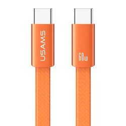 Usams καλώδιο USB-C SJ783, 60W, 480Mbps, flat, 1.2m, πορτοκαλί