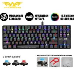 Gaming Πληκτρολόγιο Ενσύρματο Armaggeddon Mechanical LOW PROFILE RGB FALCONET RED