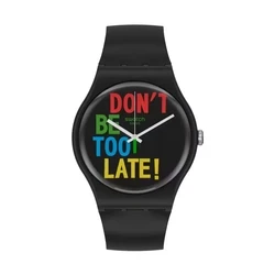 Ρολόι Swatch So29B100 (41mm) Καουτσούκ Λουράκι Μαύρο