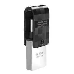 USB Flash 64GB Silicon Power Dual Drive C31, USB 3.1 & Type-C, μαύρο