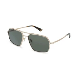 POLICE Men's Sunglasses SPLL86-580349 (Lens/Bridge/Temple 58/16/145 mm, Green Lens, Golden Metal Frame)