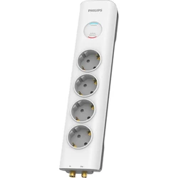 Πολύπριζο Ασφαλείας Philips SPN7041WA/GRS 4 θέσεων με προστασία ομοαξονικού καλωδίου τηλεόρασης