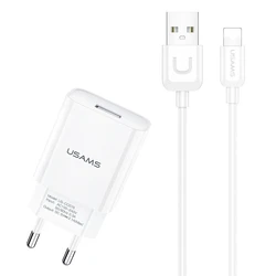 Φορτιστής Πρίζας Usams T21OCLN01 με Καλώδιo Lightning, USB 2.1A, λευκός