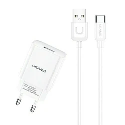 Φορτιστής Πρίζας Usams T21OCTC01 με Καλώδιο USB-C, USB 2.1A, λευκός