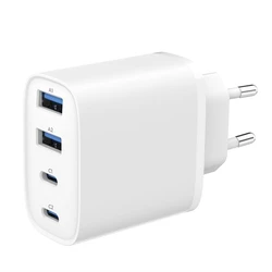 Gembird Φορτιστής GaN χωρίς καλώδιο 4-Θύρες (2xUSB-C PD, 2xUSB-A QC3.0) 40W Λευκός (TA-UC-2A2C-PD40-01-W)
