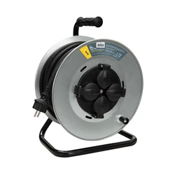 Technik Industrial Extension Reel 4 Outlets Steel IP44 16A 40m