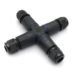 POWERTECH αδιάβροχος σύνδεσμος καλωδίων τροφοδοσίας TOOL-0114 τύπου σταυρός 3pin IP68 μαύρος