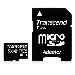 Κάρτα Μνήμης microSDHC Transcend 8GB Class 10 + SD-Adapter