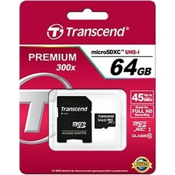 Κάρτα Μνήμης microSDXC 64GB Transcend x/45 Cl.10 +Ad