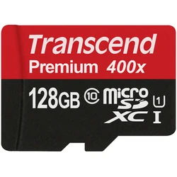 Κάρτα Μνήμης microSDXC 128GB Transcend Class 10 UHS-I 400x + SD Adapter