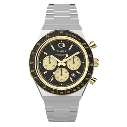 Timex Ανδρικό Ρολόι TW2W64200 42mm Ασημί Μπρασελέ Μαύρο Καντράν