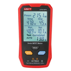 Tester Φωτοβολταϊκών Πάνελ Uni-T Ut673Pv, 5~800W, 0~35A, 12~60V