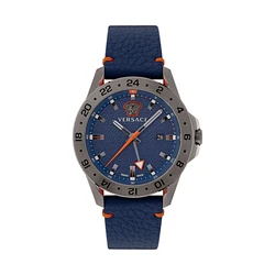 Ανδρικό Ρολόι Versace Ve2W00222 (45mm) Δερμάτινο Λουράκι Μπλε