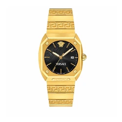 Versace Γυναικείο Ρολόι VE8F00424 44mm - Χρυσό με Μαύρο Καντράν