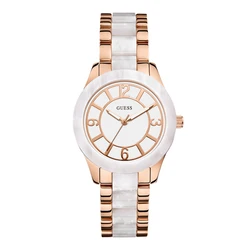Γυναικείο Ρολόι Guess W0074L2 (37mm) Μεταλλικό Μπρασελέ Ροζ και Νακαρ