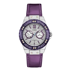 Γυναικείο Ρολόι Guess W0775L6 (38mm) Δερμάτινο Λουράκι Λιλά