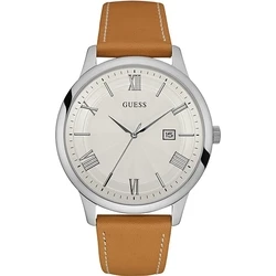 Ανδρικό Ρολόι Guess W0972G1 (46mm) Δερμάτινο Λουράκι Καφέ