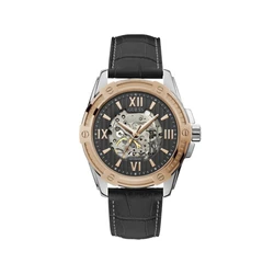 Ανδρικό Ρολόι Guess W1308G1 (45mm) Δερμάτινο Λουράκι Μαύρο