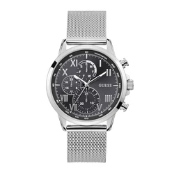 Ανδρικό Ρολόι Guess W1310G1 (44mm) Μεταλλικό Μπρασελέ Ασημί