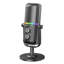 Μικρόφωνο Cmteck Επιτραπέζιο Xm600, Omnidirectional/Καρδιοειδές, Usb, Rgb Led, Μαύρο