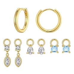 BAMOER Σκουλαρίκια Κρίκοι YIE262 με 3x Σετ Charm Κυβική Ζιρκόνια