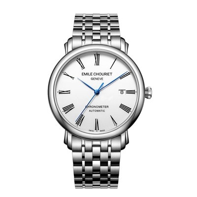 Product Ανδρικό Ρολόι Emile Chouriet 00116G406625 (40mm) Μεταλλικό Μπρασελέ Ασημί base image