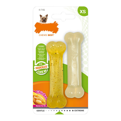 Product Dog teether Nylabone Moderate Chew Twin Κοτόπουλο Θερμοπλαστικό Μέγεθος XS (2 pcs) base image