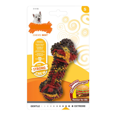 Product Μασητικό Οδοντοφυΐας Nylabone Σκύλου Strong Chew Bacon Xάμπουργκερ Καουτσούκ Size S base image