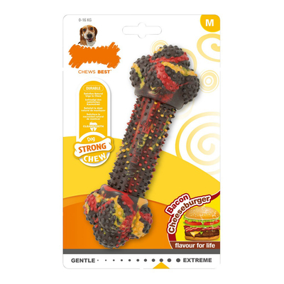 Product Μασητικό Οδοντοφυΐας Nylabone Σκύλου Strong Chew Bacon Xάμπουργκερ Καουτσούκ Size M base image
