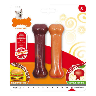 Product Dog teether Nylabone Extreme Chew Twin Μήλο Τυρί Xάμπουργκερ Μέγεθος S Nylon (2 pcs) base image