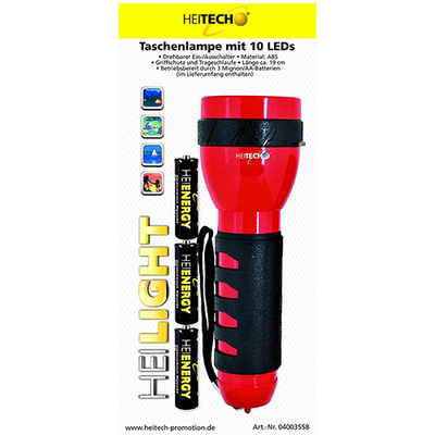 Product Φακός LED Heitech With 10 LED LARGE 19 cm INCL. BATTERY base image