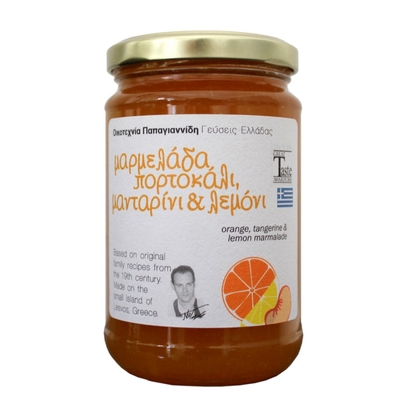 Product Papayiannides: Flavors of Greece - Orange, Tangerine Lemon Jam (Glass Jar - 380g) EN,GR Label / Glass Jar base image