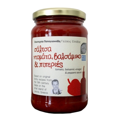 Product Papayiannides: Flavors of Greece - Tomato, Balsamic Vinegar  Peppers Sauce (Glass Jar - 380g) base image