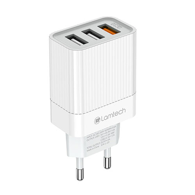 Product Φορτιστής Πρίζας Lamtech Quick Charger QC3.0 2x2.1A base image