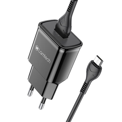Product Φορτιστής Πρίζας Lamtech Quick Charger USB3.0 18W With Micro USB 1M Black base image