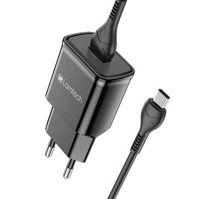 Product Φορτιστής Πρίζας Lamtech Quick Charger USB3.0 18W With Type-C 1M Black base image