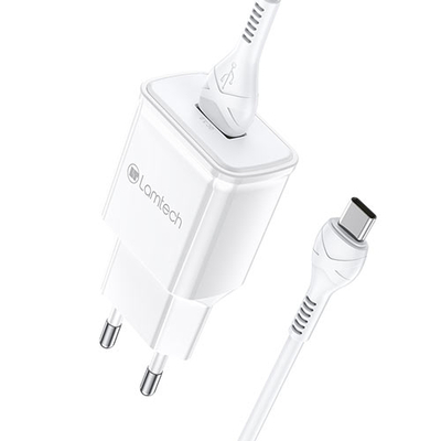 Product Φορτιστής Πρίζας Lamtech Quick Charger USB3.0 18W With Type-C 1M WHITE base image