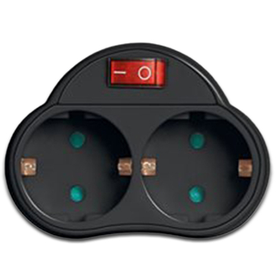 Product Ταφ Lamtech Splitter With 2 SCHUKO OUTLETS & ON/OFF Switch Black base image