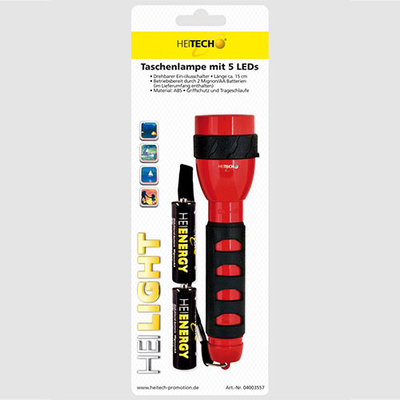 Product Φακός LED Heitech With 5 LED LARGE 15 cm INCL. BATTERY base image
