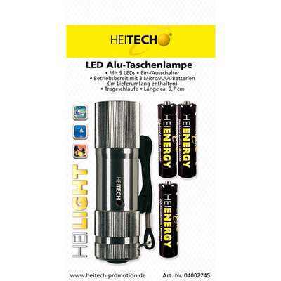 Product Φακός LED Heitech With 9 LEDS INCLUDES 3 MICRO/AAA BATTERIES base image