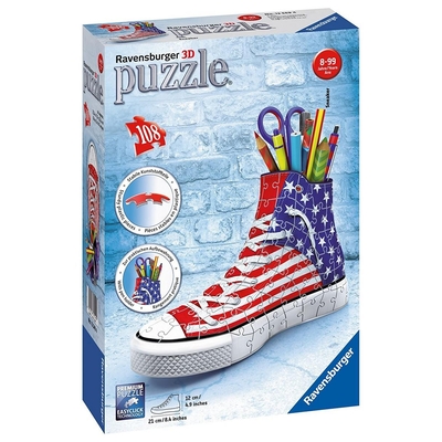 Product Παζλ 3D Ravensburger : Sneaker American Flag Pen Holder with Candle (108 pcs) (12549) base image