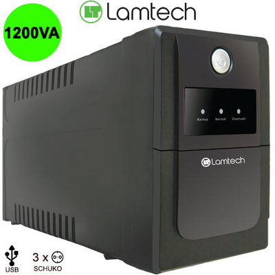 Product UPS Lamtech With AVR 1200V ,CPU 2x12V7AH,PLASTIC,USB,3 SCHUKO SOCKET base image