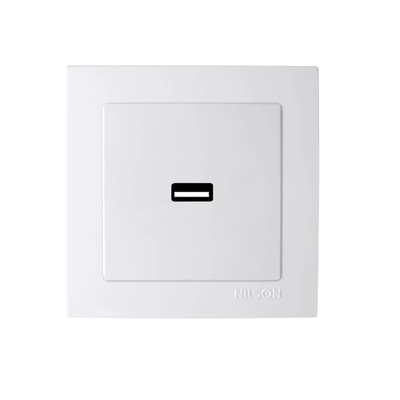 Product Χωνευτη Πριζα Ρευματος Θύρα Λευκή Geyer E 1 Usb Nilson 24111080 base image