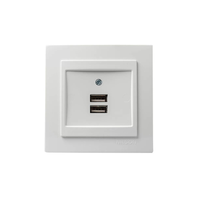Product Χωνευτη Πριζα Ρευματος Θύρες Λευκή Geyer E 2 Usb Nilson 24111081 base image