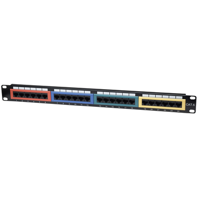 Product Patch Panel Intellinet 513692 19" 1U CAT6 Color-Coded 24Port UTP Black base image