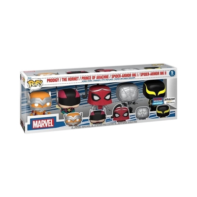 Product Φιγούρα Funko Pop! 5-Pack Marvel: Prodigy / The Hornet / Prince of Arachne / Spider-Armor MK I / Spider-Armor MK II (Amazon Exclusive) base image