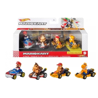 Product Αυτοκινητάκια Mattel Hot Wheels: Mario Kart 4 Pack Vehicles (Mario, Donkey Kong, Diddy Kong, Orange Yoshi) (HDB22) base image