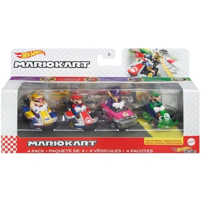 Product Αυτοκινητάκια Mattel Hot Wheels: Mario Kart 4 Pack Vehicles (Wario, Mario, Waluigi, Luigi) (HDB24) base image