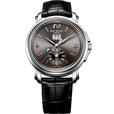 Product Ανδρικό Ρολόι Emile Chouriet 081168G396826 (39mm) Δερμάτινο Λουράκι Μαύρο base image