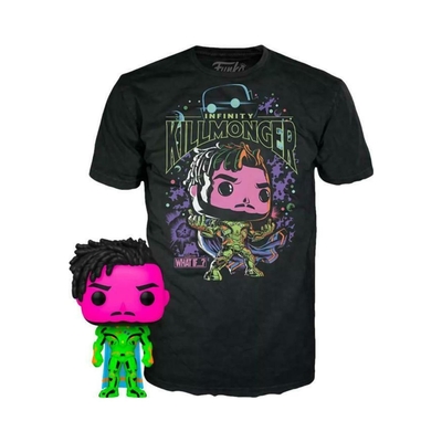 Product T-Shirt Funko Pop! (Adult): Marvel What If...? Infinity Killmonger (Blacklight) (Special Edition) Bobble-Head Vinyl Figure & T-Shirt (M) base image